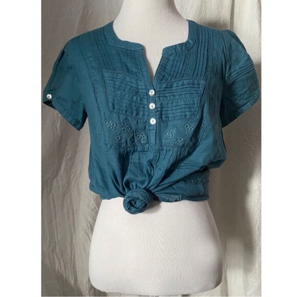 Charlotte Russe, Dusty Blue, Retro, Peasant Blouse - Picture 3 of 12